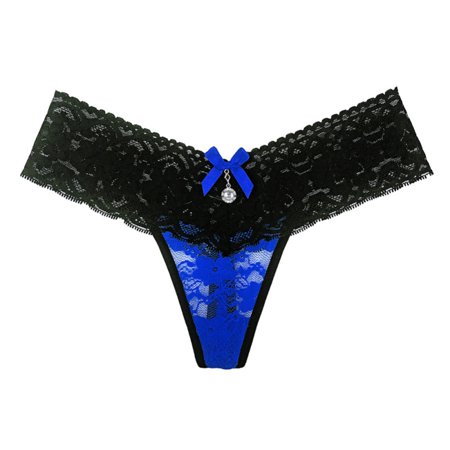 

Feiona New Fashion Flower Embroidery G-String For Women Sexy Low Waist Temptation Panties Lace Bow Pendant Decorative Thong Underwear