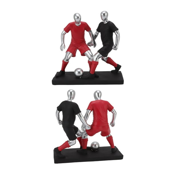 Football Player Statue Soccer Figurines Resin Sculpture Crafts Athlete  Ornaments for Home Living Room Porch Office Desktop