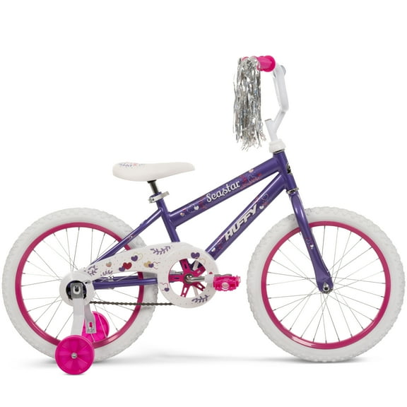 Huffy 18in Sea Star Kids Bicycle, for Kids Ages 4 , Training Wheels, Child, Purple