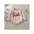 thumbnail image 2 of Qiylii Baby Girl Romper, Round Neck Long Sleeve Leopard-Letter Print Jumpsuit Bodysuit, 2 of 9