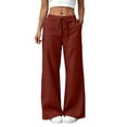 thumbnail image 2 of Sunnin Womens Linen Wide Leg Pants Drawstring Waist Relaxed Casual Pants with Pockets, 2 of 9