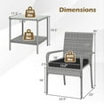 thumbnail image 3 of Gymax 3 Pieces Patio Furniture Set PE Rattan Porch Chairs w/ 2-Tier Table Black, 3 of 10