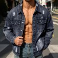 thumbnail image 4 of Zynoxe Men's Denim Jacket with Pockets Classic Lapel Collar Button Down Jean Jacket Oversized Long Sleeve Distressed Ripped Jacket Stylish Solid Color Streetwear Workwear Jacket for Men 3XL, 4 of 8