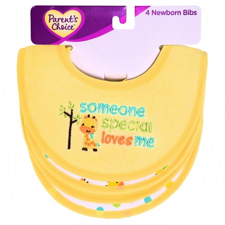 Parents Choice Neutral Newborn Infant Bibs, 4 pack