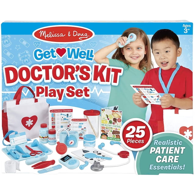 Set Juguete Médico Get Well Doctor’s Melissa & Doug con 25 Accesorios Cuidado del Paciente para Niños Niñas Melissa & Doug MD8569