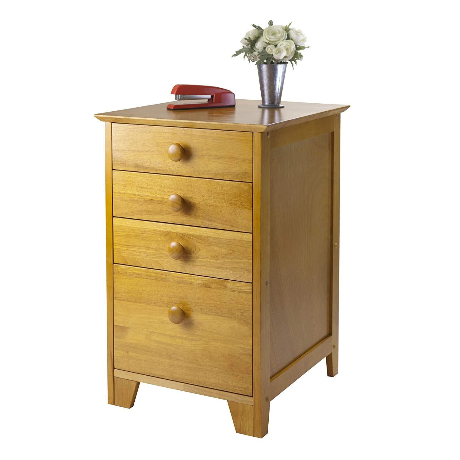 Filing Cabinet Storage - 4 Drawer Home Office Cabinet - Honey Pine Finish - 29"H x 18.75"W x 20"D