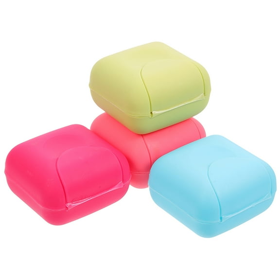 STOBOK 4Pcs Portable Soap Travel Case with Lid Assorted Colors for Bathroom and Outdoor Use