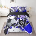 thumbnail image 2 of jejeloiu Soccer Football Sport 7-Piece Bedding Comforter Set,Ball Game Gaming King Bedding Sets,White Black Blue Bed Sheets For Boys Teens,Breathable Home Decor Reversible, 2 of 8