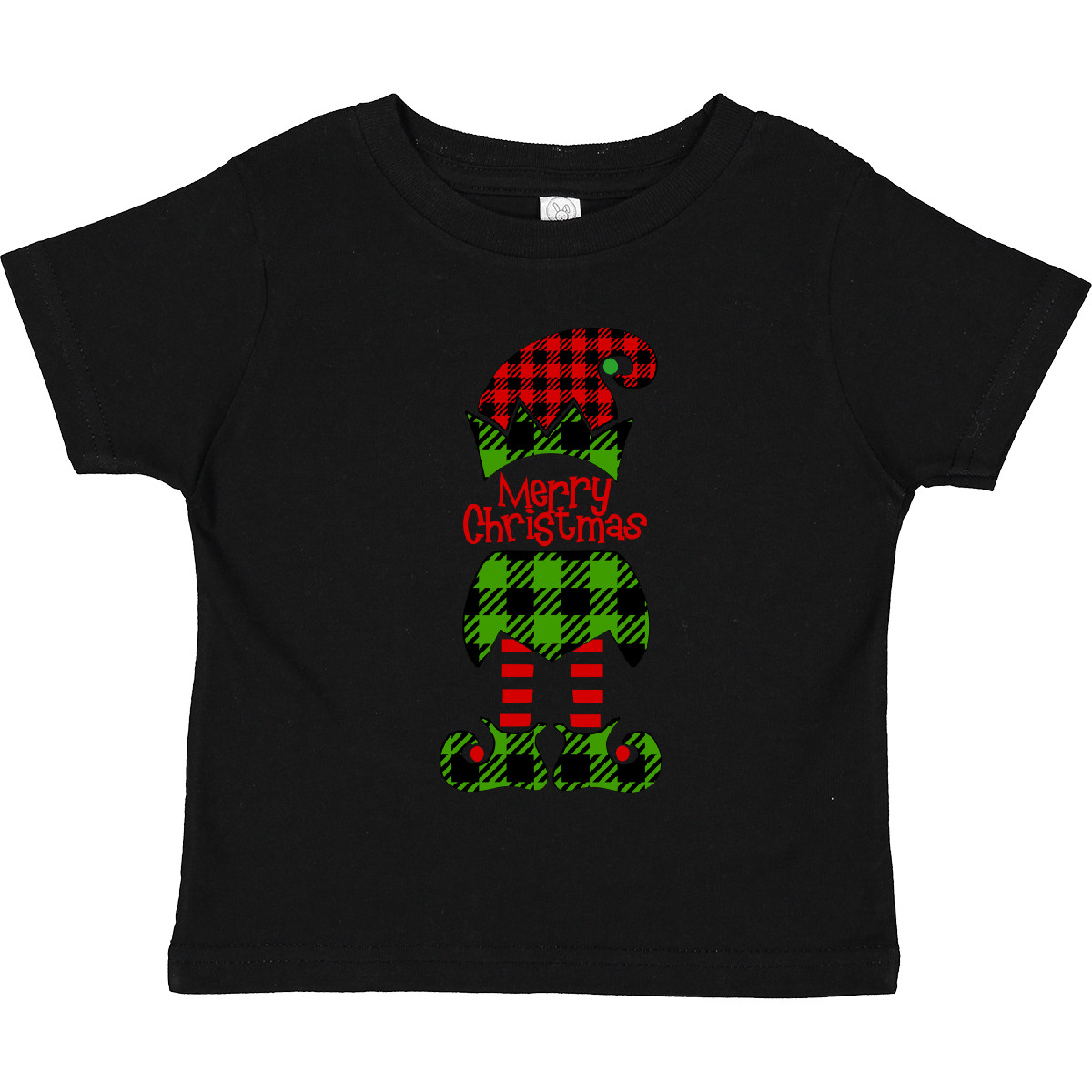 Inktastic Merry Christmas Elf in Red and Green Plaid Boys or Girls Toddler T-Shirt