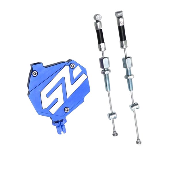 Destyer Motorcycle Stunt Cable System with Spare Parts Easy Pull Mechanism New Blue 65x77mm 1Set