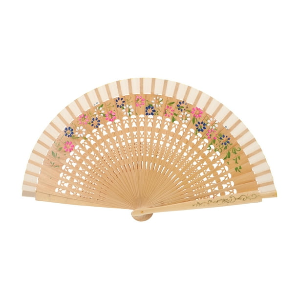 Abanico de madera vintage, pequeño abanico de mano español, plegable, con flores, para bodas, bailes, fiestas, cosplay, decoración de pared.