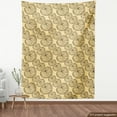 thumbnail image 4 of Nature Art Fabric by the Yard, Botanical Theme Herbal Plants Dotted Vintage Leaves Silhouette Floral Art, Decorative Upholstery Fabric for Sofas and Home Accents, Mustard and Brown by Ambesonne, 4 of 5