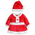 thumbnail image 2 of WIBACKER 0-18M Christmas Baby Girl Santa Claus Costume Velvet Long Sleeve Dress with Hat Infant Xmas Party Cosplay Set, 2 of 11