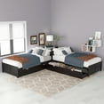 thumbnail image 2 of New L-shaped Platform Bed with Trundle and Drawers Linked with built-in Desk,Twin,Espresso, 2 of 5