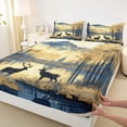 thumbnail image 3 of Feelyou Cartoon Deer Moose Bed Sheets, Western Rustic Cabin King Sheets, Watercolor Farmhouse Sheet Set, Lightweight Room Decor, 4pcs, 3 of 7