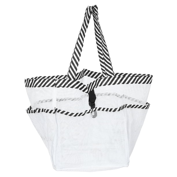 Bolsa de malla plegable: pequeña bolsa de aseo para viajes, para exteriores, playa, baño, organizador colgante para baño, viajes, gimnasio y playa.