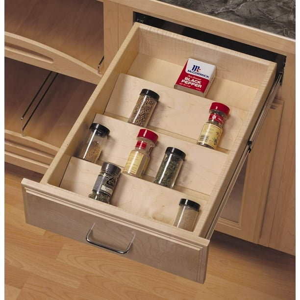 Home Storage And Organization Spice Rack With Wood Drawer Insert