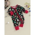 thumbnail image 3 of Liacowi Infant Boys Girls Jumpsuit Baby Christmas Clothes Newborn Long Sleeve Round Neck Footless Romper Dinosaur Print Zip Front Bodysuits 0-18M, 3 of 9