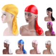 thumbnail image 1 of Solid Color Nylon Smooth Shiny Silky Du Rag Durag Headband Pirate Cap Unisex Hat, 1 of 5