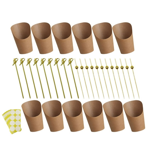 MLINS Kraft Paper Charcuterie Cups for French Fries and Popcorn Suitable for Parties and Home Use 3.5 Inches