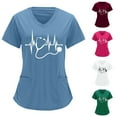 thumbnail image 7 of Women Scrubs Tops V Neck Solid Heart Print Nursing Uniform Summer Short Sleeves Workwear Nurse Tees Blouses with Pocket, 7 of 7