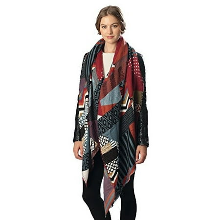 Patchwork Scarf - Sassy Scarves Womens Elegant Patchwork Pattern Style Oblong Scarf (Multi Color)