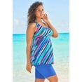 thumbnail image 3 of Swim 365 Women's Plus Size Longer Length Braided Tankini Top, 3 of 5