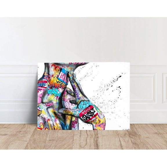 Kna Prints - 1 Pc Poster Graffiti Body Art , Banksy Style Street , Colorful Urban Nude Print, Wall Art Print,, Home Decor, UNFRAMED-8x12
