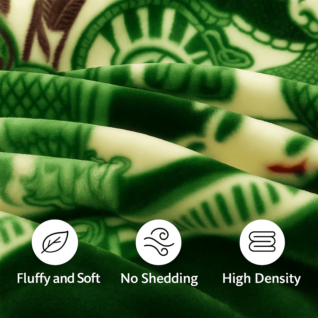 DBOZE King Size Heavyweight Faux Mink Blanket – 2 Ply Reversible Plush Fleece, Silky Soft & Warm, Green Rose Floral Pattern,  Luxury Gift ，Green/Red