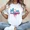 White, variant on Pink Waterdrop Paddle Paddle Washed Cotton Baseball Mom Printed Round Neck Short Sleeve T-shirt