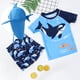 thumbnail image 2 of Traje De Baño Para Niños Pequeños, Bebés, Niños, Letras De Dibujos Animados, Estampado De Tiburón, Pantalones Cortos De Tiburón Con Sombrero, Conjuntos De Trajes De Baño, Azul Odeerbi  LM103-3112, 2 of 9