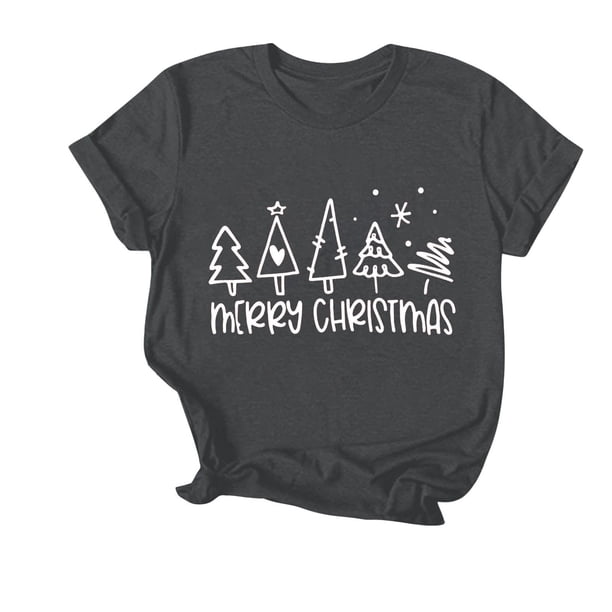 Navidad Mujeres Tops, Cuello Redondo Manga Corta Impresa Camiseta, Vintage Holiday Humor Tee Top
