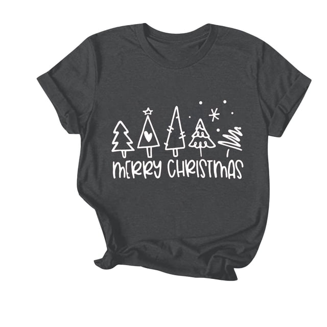 Navidad Mujeres Tops, Cuello Redondo Manga Corta Impresa Camiseta, Vintage Holiday Humor Tee Top