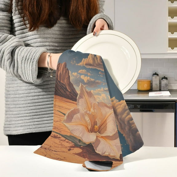 BZSMCE Kitchen Towels Creative Flower in Desert Pattern Durable Kitchen Towel