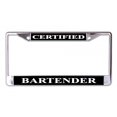 thumbnail image 1 of Certified Bartender Chrome License Plate Frame, 1 of 1