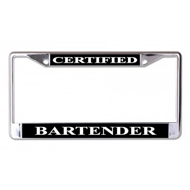 Certified Bartender Chrome License Plate Frame