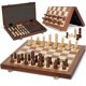 thumbnail image 1 of Juego de ajedrez Jumlys, tablero magnético de madera, 15 unidades, plegable, con almacenamiento, 1 of 7