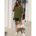 thumbnail image 2 of Chiclily Women's 2 Piece Outfit Sets Army Green Oversized Short Sleeve T-Shirt and Biker Shorts Tracksuit Summer Lounge Sets, Size 2XL, 2 of 8