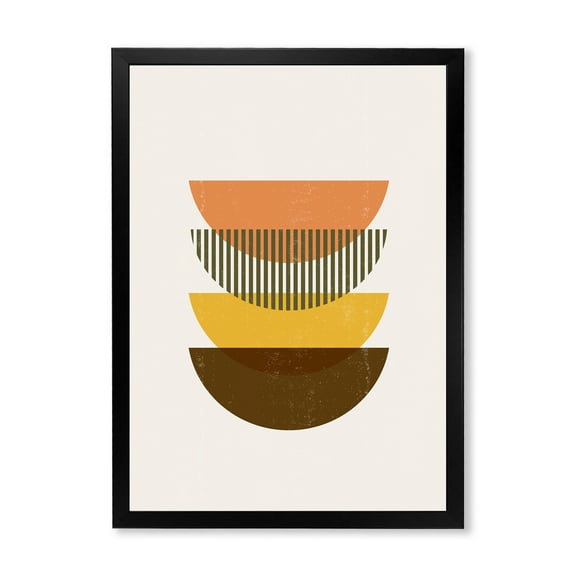 Designart 'Half Moons In Earth Tones Abstract Geometric Art' Modern Framed Art Print