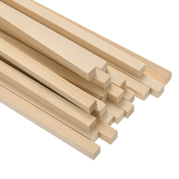 Uxcell 20-Pack Wood Square Dowel Rods, 5/16 x 12 Inch Unfinished Wooden Square Dowel Rod, Hardwood Sticks for Crafts