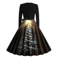 thumbnail image 3 of Women's Cocktail Dresses Midi Dress Christmas Long Sleeve Tie Waist Elegant Dresses Bow Party Cocktail A Line Flowy Dresses, 3 of 3