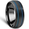 thumbnail image 2 of Pompeii Men's Black & Blue Two Line Tungsten Ring Brushed Ring 8mm Wedding Band (,), 2 of 3