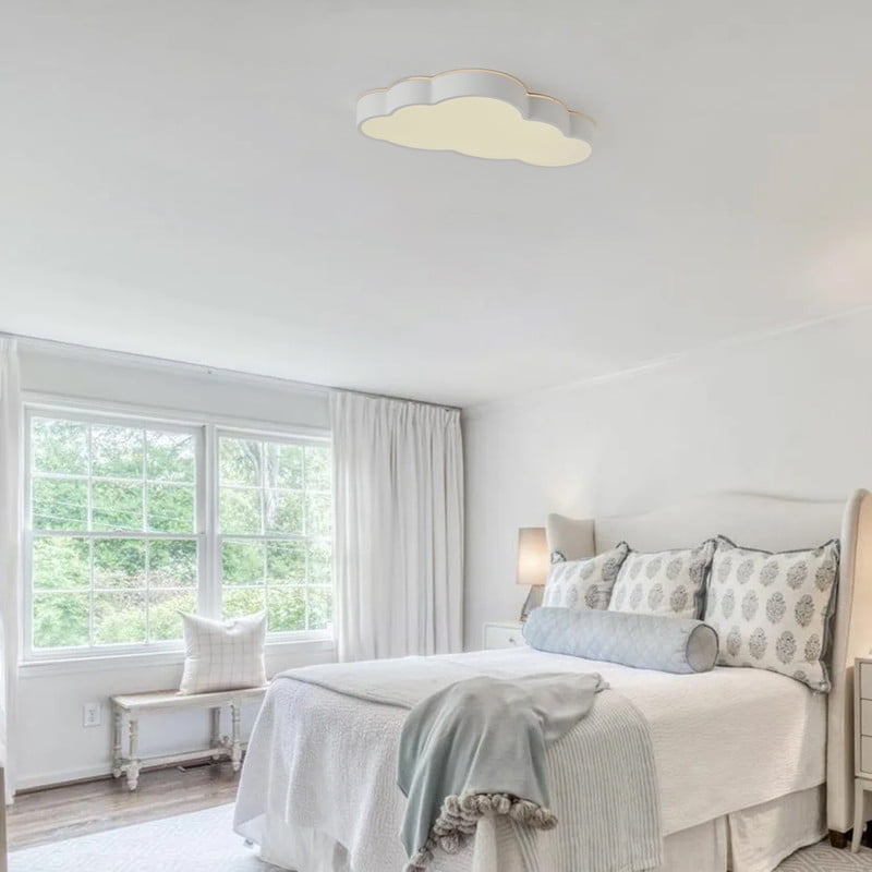 Aiwen LED Flush Mount Ceiling Light, Could-Shaped Ceiling Fixture with Polystyrene Lampshade, Perfect for Bedroom, Powder Room & Kids' Room (24W)