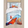 thumbnail image 1 of Starfish Duvet Cover Set Twin Size, Foaming Ocean Waves Graphic with Scallops and Seastar and Pebble Stones Bubbles, Decorative 2 Piece Bedding Set with 1 Pillow Sham, Multicolor, by Ambesonne, 1 of 3