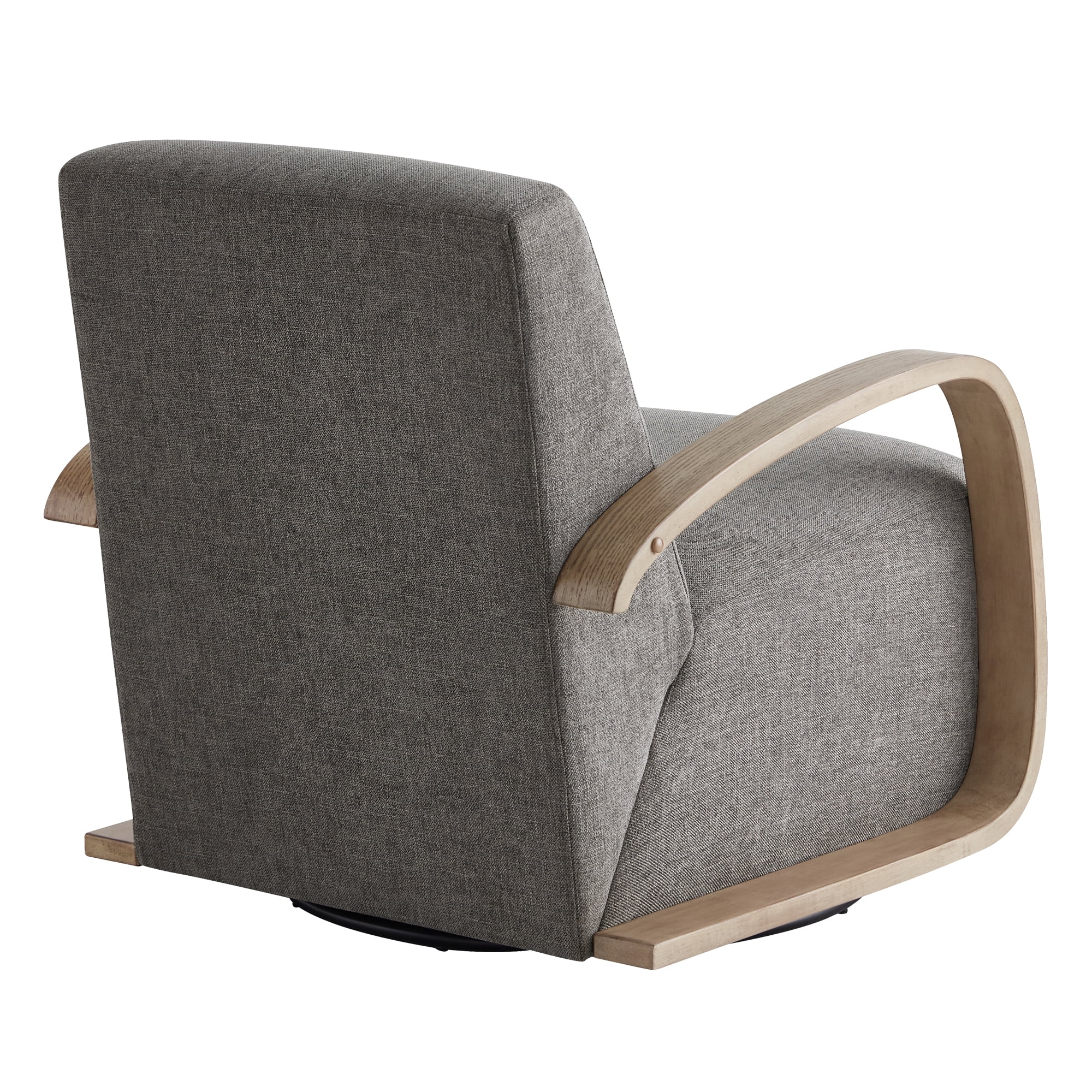 Spruce & Spring Modern Swivel Accent Chair with U-Shaped Wood Arms Single, Fossil Grey&Grey Wood