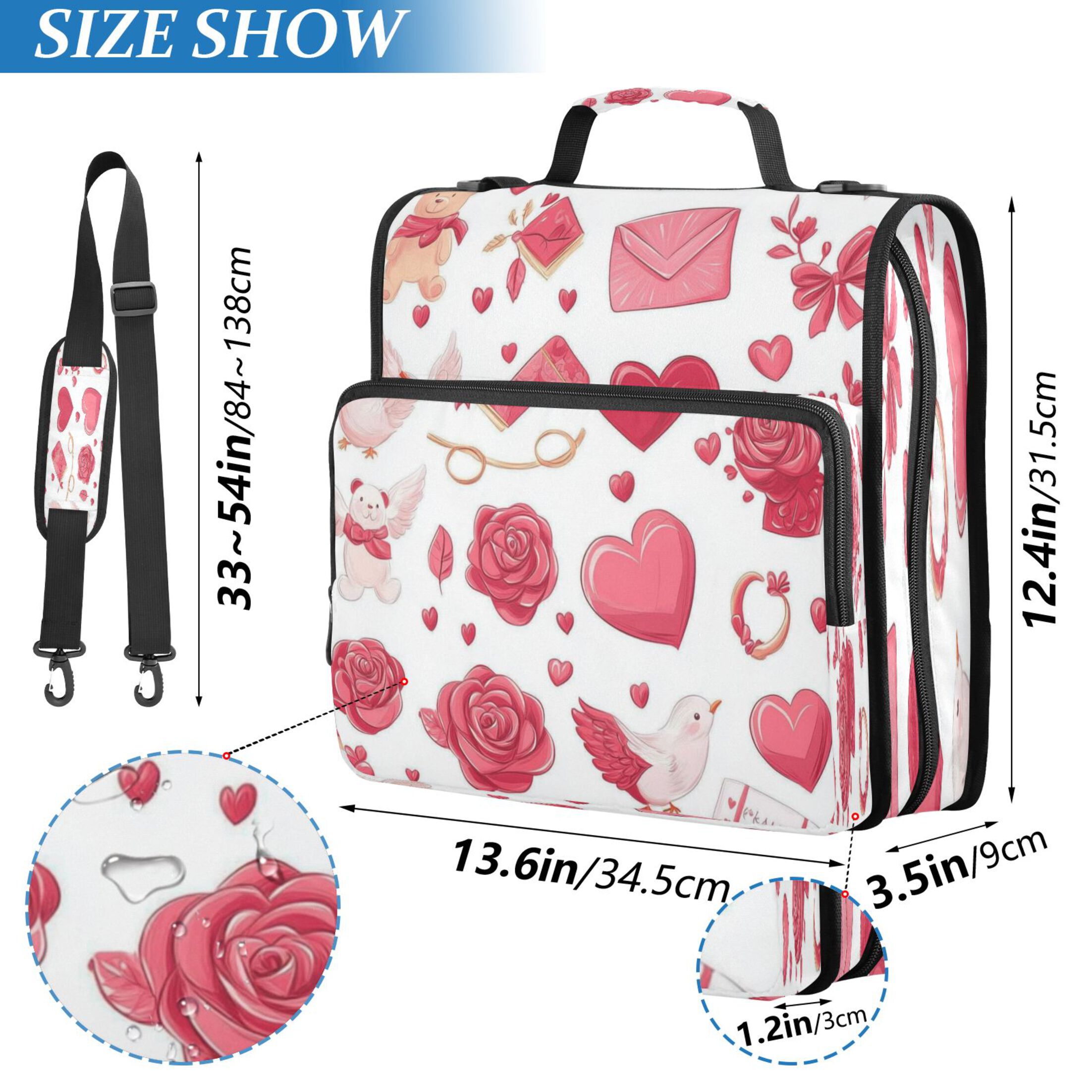 YAZAOO Zipper Binder trapper keeper Documents Organized Design Whimsical Romance Printed