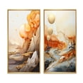 thumbnail image 2 of Designart "Abstract Mountain Landscape Illuminated by Full Moon I" Abstract Landscape Framed Wall Art Set Of 2 - Modern Gold Framed Canvas Set For Living Room Decor, 2 of 6