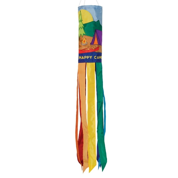 In the Breeze 5011 — Tent Camping 40 inch Applique Windsock - Hanging Decoration with Outdoor Scene