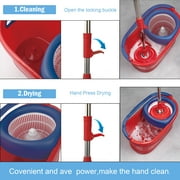 SUGARDAY Spin Mop and Bucket System with Wringer Set for Floors Red