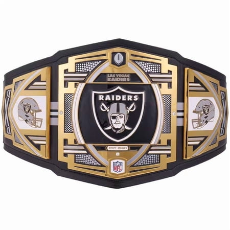 Las Vegas Raiders Championship Belt Metal Plates Hand-Tooled Leather Strap Adult Size Collectible